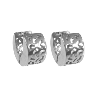 Brinco Argola Articulada Desenhado Largo Banho Ródio