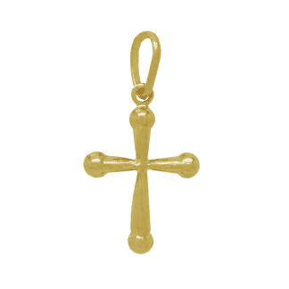Pingente de Cruz com Bolinhas nas Pontas 1,5cm Banho Ouro 18K