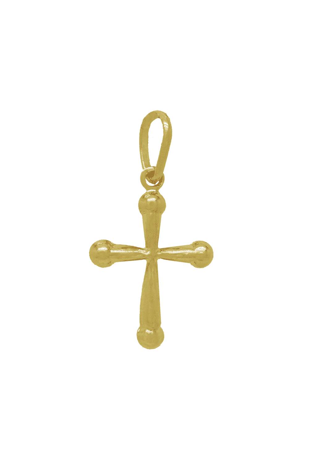 Pingente de Cruz com Bolinhas nas Pontas 1,5cm Banho Ouro 18K