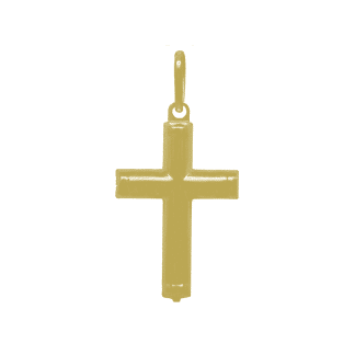 Pingente de Cruz Oco e Liso Grande Banho Ouro 18