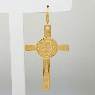 Pingente de Cruz de São Bento Banho Ouro 18k
