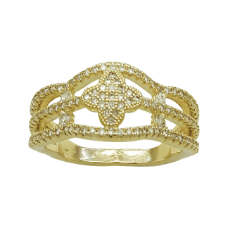 Anel de Fios Zircônia com Estrela Banho Ouro 18K