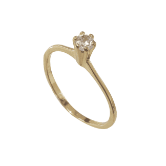 Anel Solitário Alto Banhado a Ouro 18K