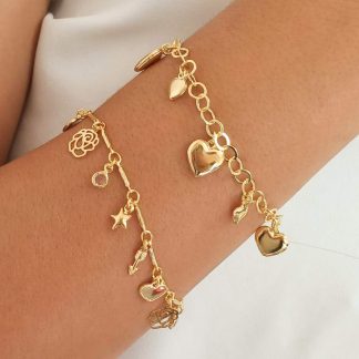 Pulseira Berloques Variados Banho Ouro 18k