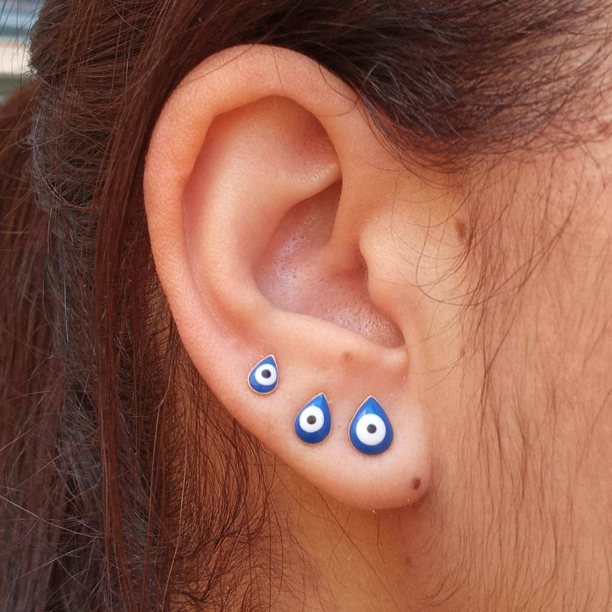 Trio Olho Grego 6/8-5/7-4/6MM Banho ouro 18k