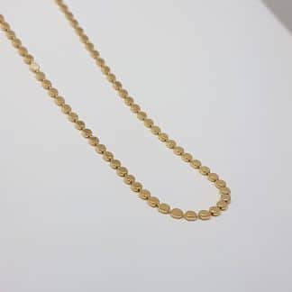 Colar Bolinha Chata Folherado Ouro 18K  1mm 40cm+5cm