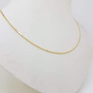 Colar Bolinha Chata Folherado Ouro 18K  1mm 40cm+5cm
