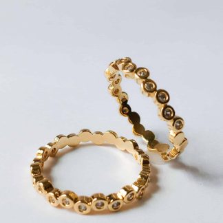 Anel Zircônia e Bola Lisa Folheado Ouro 18K