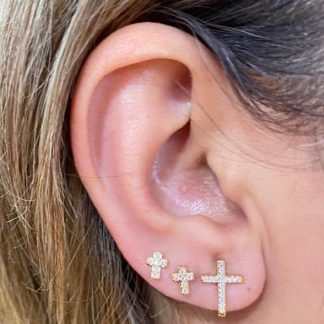 Brinco Cruz Palit Crav 8/10MM Banho Ouro 18k