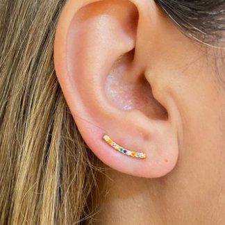 Brinco Palito Zirc Color 12MM Folheado Ouro 18k