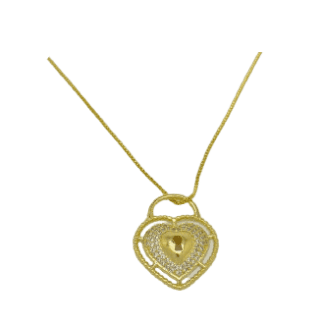 Colar Coração MicroZirconia - Banho Ouro18k