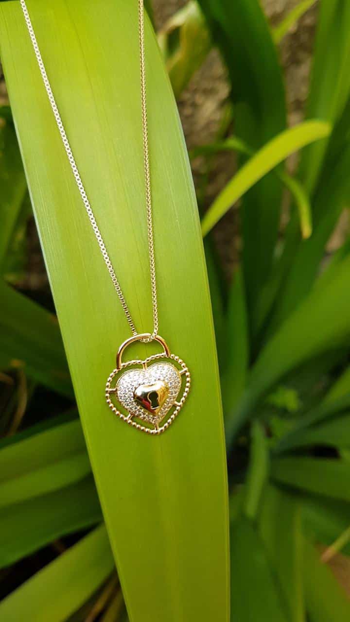 Colar Coração MicroZirconia - Banho Ouro18k