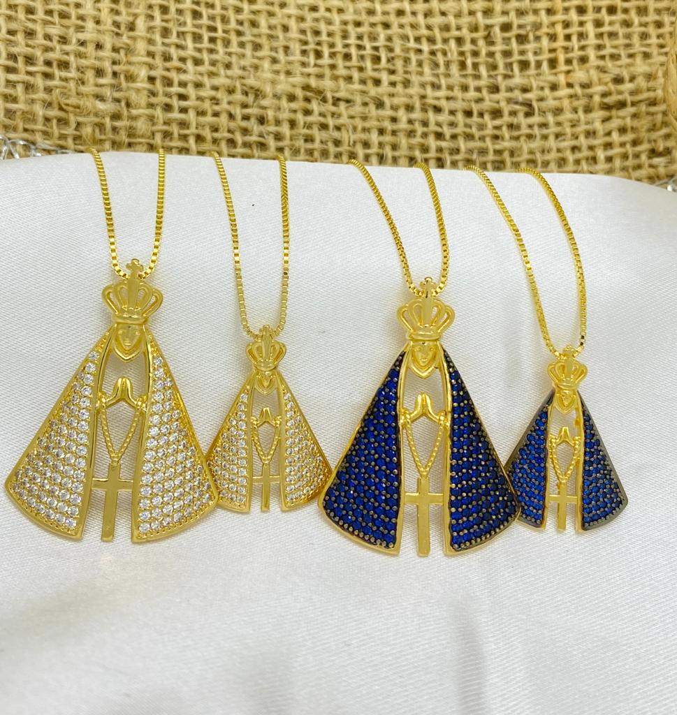 Colar Nsa Sra Aparecida 35/27mm - Banho Ouro18k