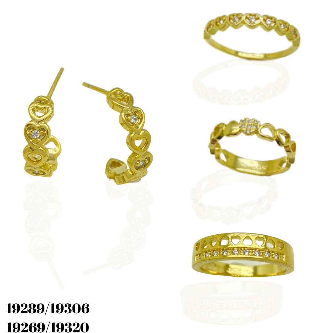 Aliança Coração Vaz Mic Zirc B. Ouro 18k