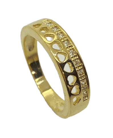 Aliança Coração Vaz Mic Zirc B. Ouro 18k