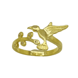 Anel Beija-flor 15mm Mic Zirc Banho Ouro 18k
