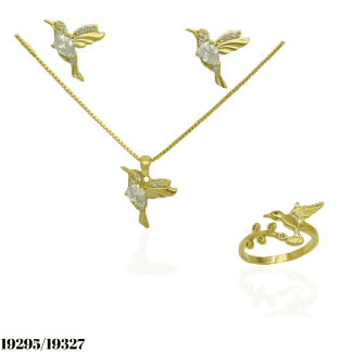 Anel Beija-flor 15mm Mic Zirc Banho Ouro 18k