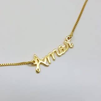 Colar Amor 40/45 cm Banho Ouro 18k