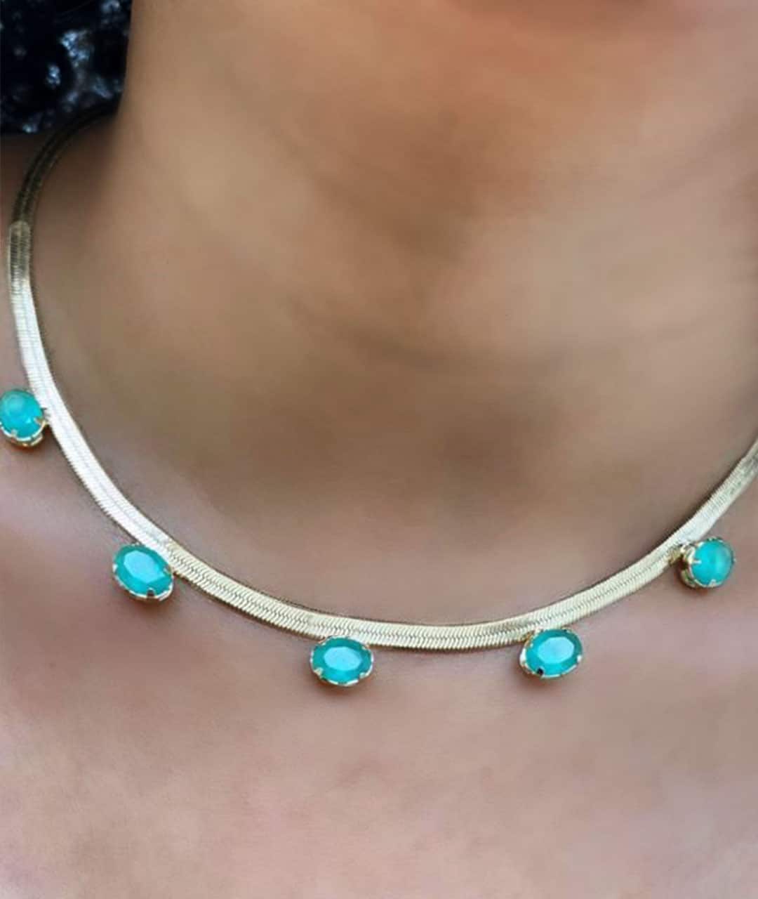 Choker Fita Pedra Oval - Imagem 2