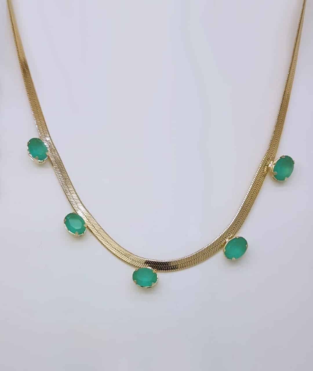 Choker Fita Pedra Oval