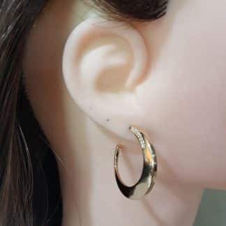 Argola lisa com micro zircônias 25MM