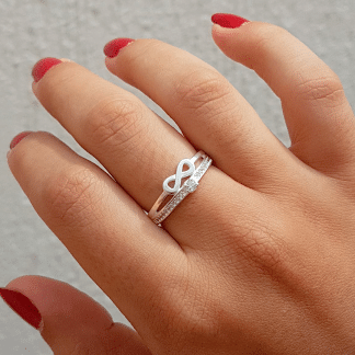 Anel Fio Infinito Zircônia Prata