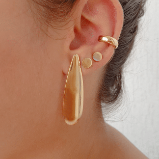 Brinco Gota 45mm Estamparia Lisa banho ouro 18k