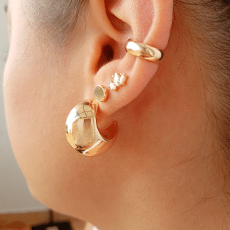 Argola Pequena Lisa Cheia 25mm banho ouro 18k