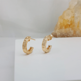 Argola Pino Trabalhada c/ Zircônia