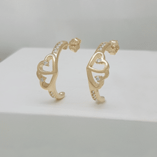 Argola Corações Micro Zircônia Lateral