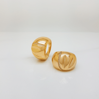 Anel Abaulado Friso Micro Zircônia