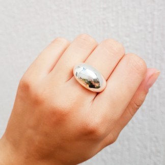 Anel Abaolado Banho Prata