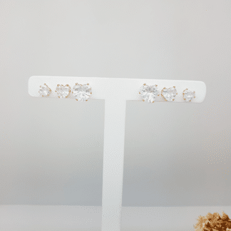 Brincos Trio Coração Zirconia 10/8/6mm