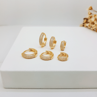 Argola Articulada Com Zirconias Trio 12/10/8mm