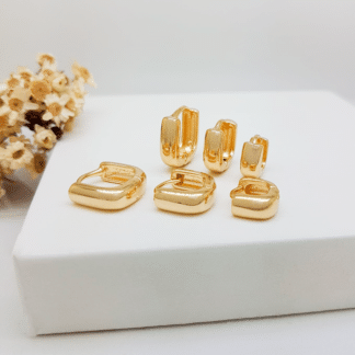 Argola trio Articulada Lisa Quadrada 14/12/10mm