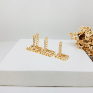 Argola Quadrada Trio Com Zirconias 20/18/16mm