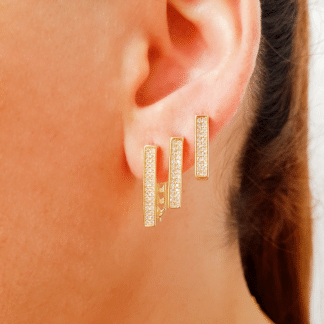 Argola Quadrada Trio Com Zirconias 20/18/16mm