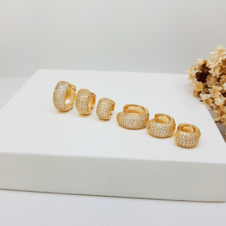 Argola Trio Articulada Com Zirconias 14/12/10mm