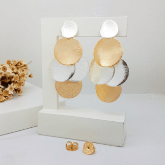 Brinco Escamas Estamparia Banho Ouro e Prata