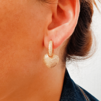 Argola Articulada Coração Micro Zircônia