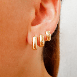 Argola trio Articulada Lisa Quadrada 14/12/10mm