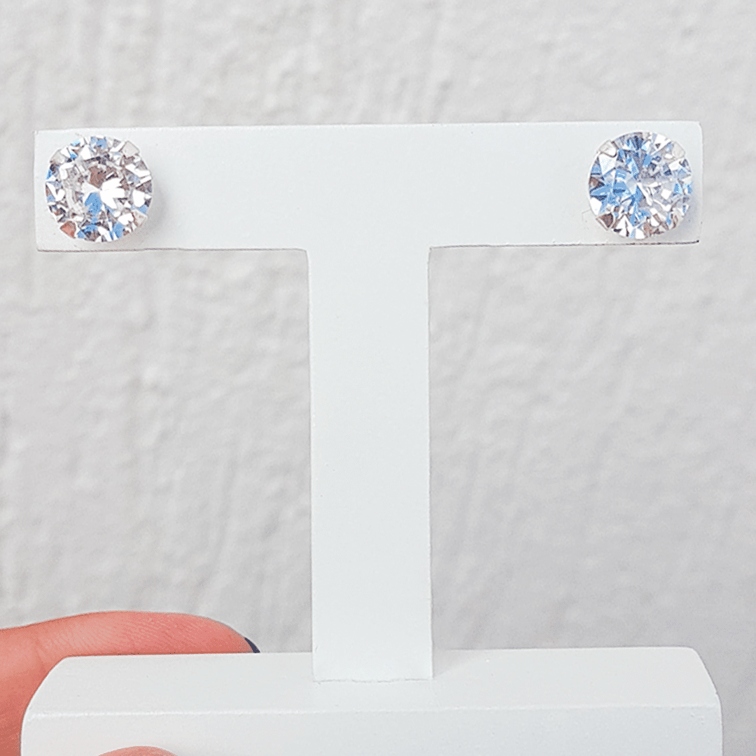 Brinco Prata Solitário Zircônia