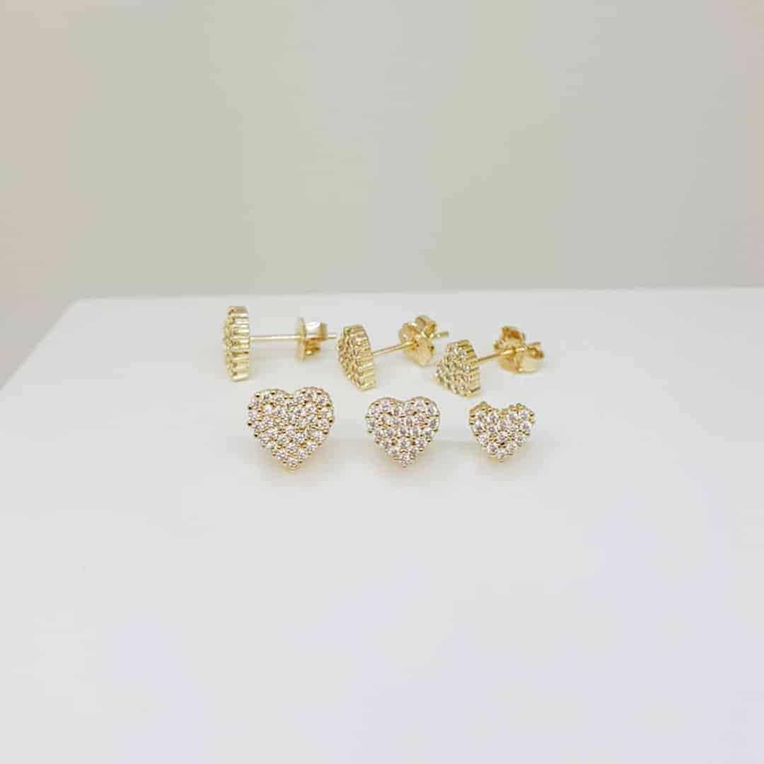 Trio de Coração de Micro Zircônias
