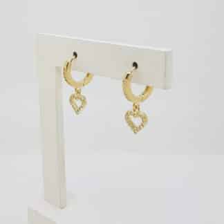 Argola Articulada Vazada de Coração Cravejada em Micro Zircônia