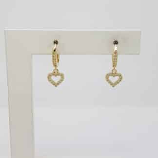 Argola Articulada Vazada de Coração Cravejada em Micro Zircônia