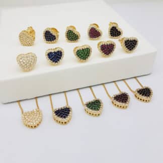 Conjunto Coração Cravejado