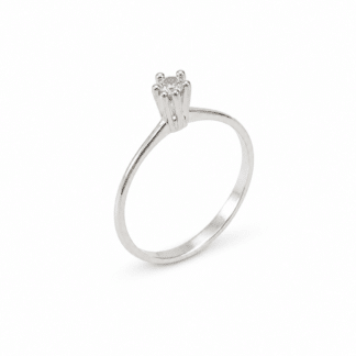 ANEL SOLITÁRIO ZIRCÔNIA 4MM PRATA