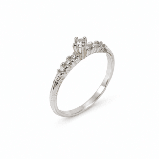 ANEL SOLITÁRIO ZIRCÔNIA E MICROZIRCÔNIA 3MM PRATA