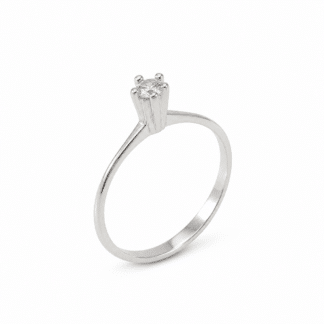 ANEL SOLITÁRIO ZIRCÔNIA 3MM PRATA